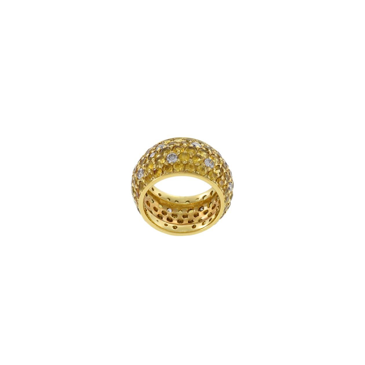 18KT Yellow Gold Yellow Sapphire And Diamond Band In Excellent Condition For Sale In New York, NY