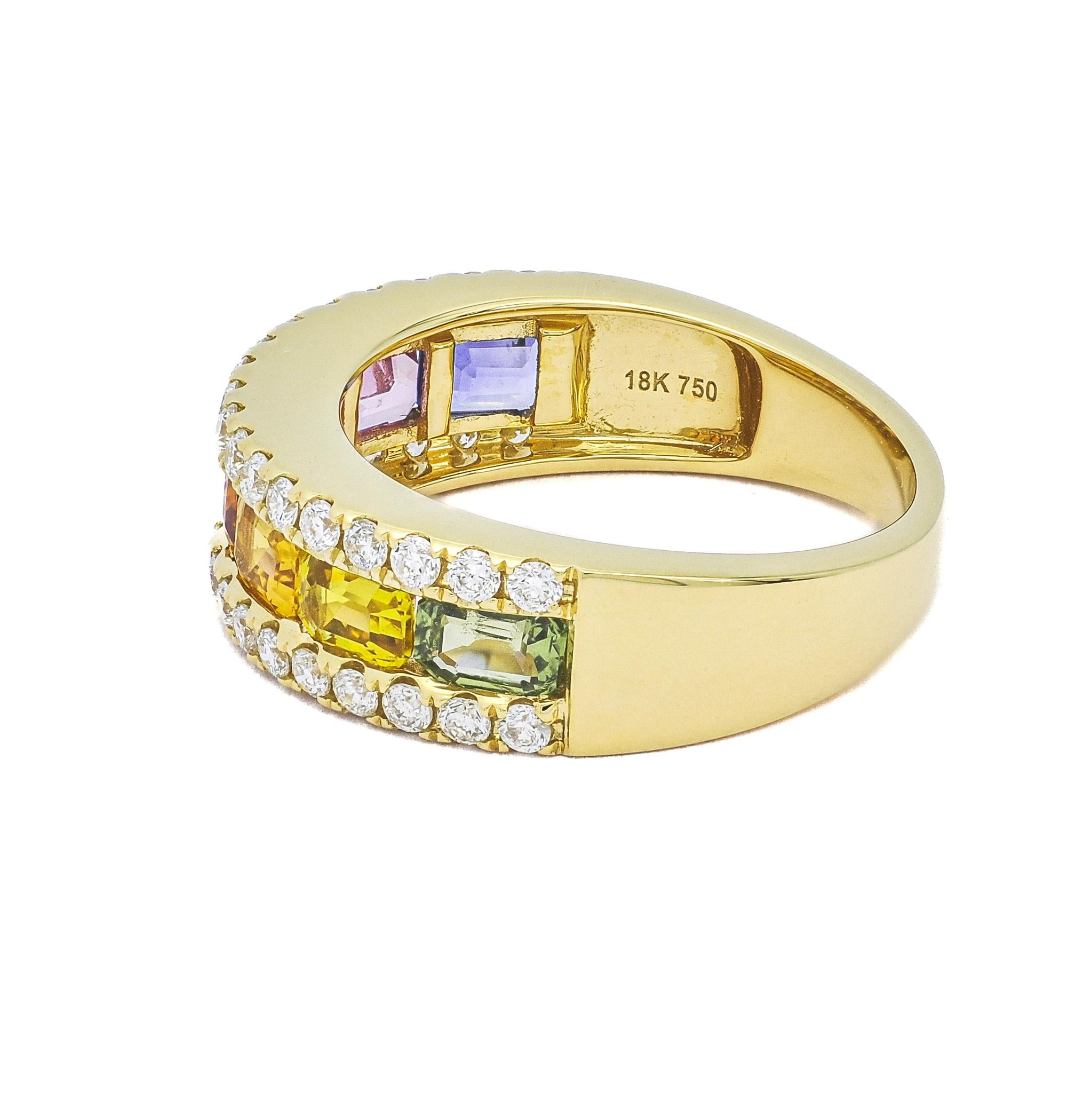 Bracelet en saphir jaune 18 carats et diamants multicolores R21442 Neuf - En vente à Antwerpen, BE