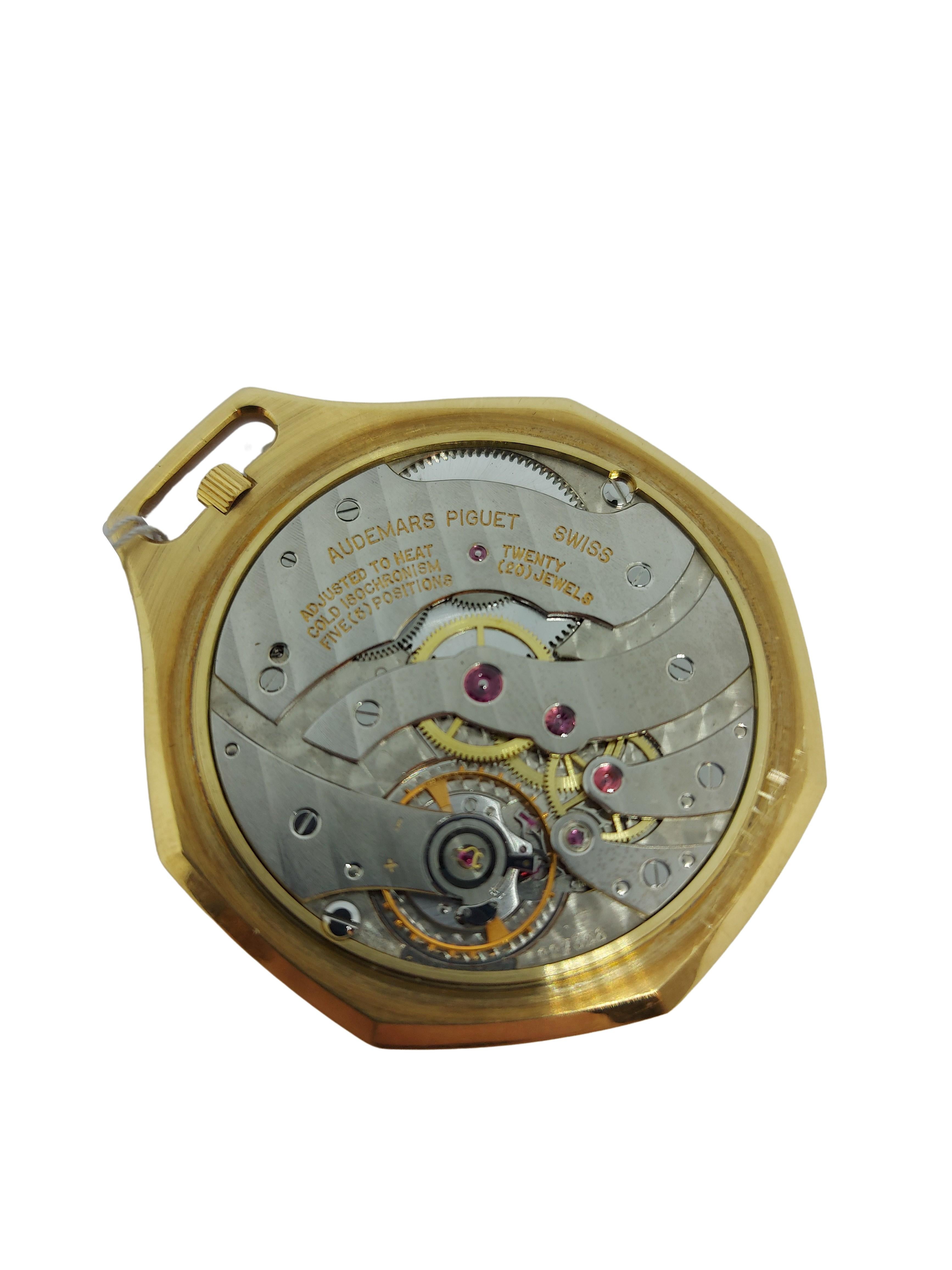 18kt Yellow Octagonal Gold Audemars Piguet Royal Oak Pocket Watch For Sale 3