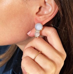 18Kt Yellow Rose White Gold Natural Stones  Diamonds Fashion Modern  Earrings