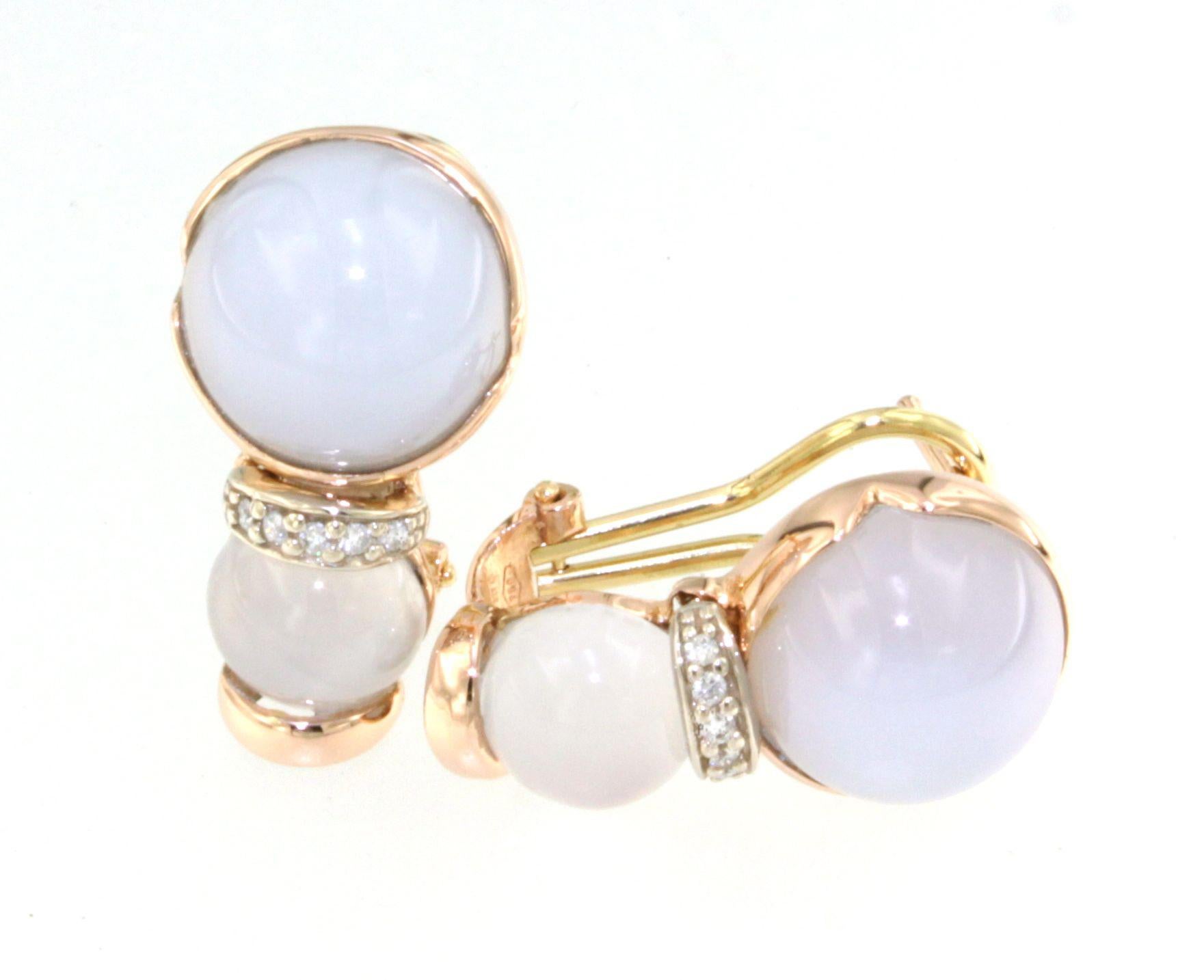 Contemporary 18Kt Yellow Rose White Gold Natural Stones  Diamonds Fashion Modern  Earrings For Sale