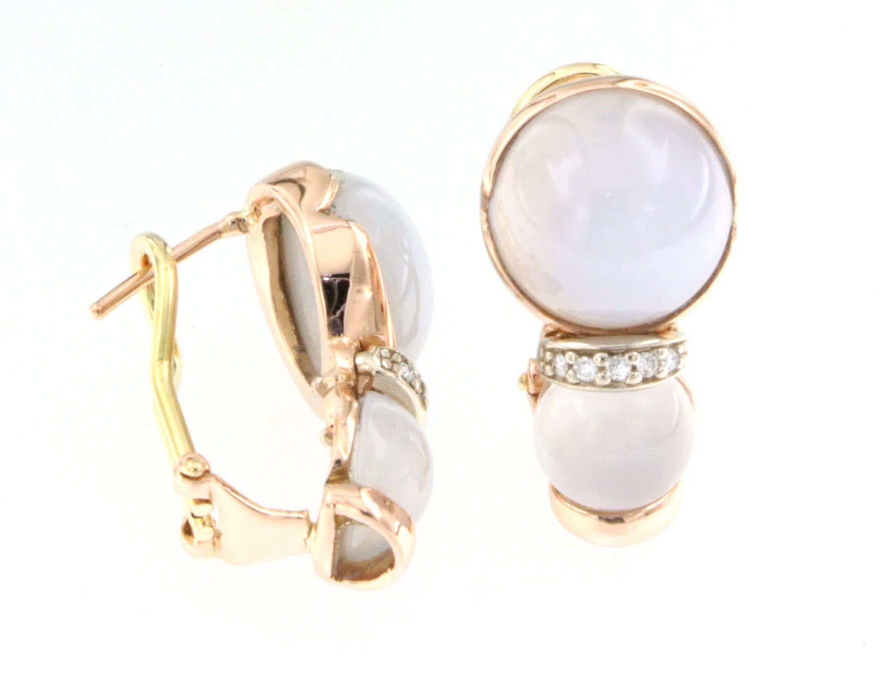 18Kt Yellow Rose White Gold Natural Stones  Diamonds Fashion Modern  Earrings For Sale 1