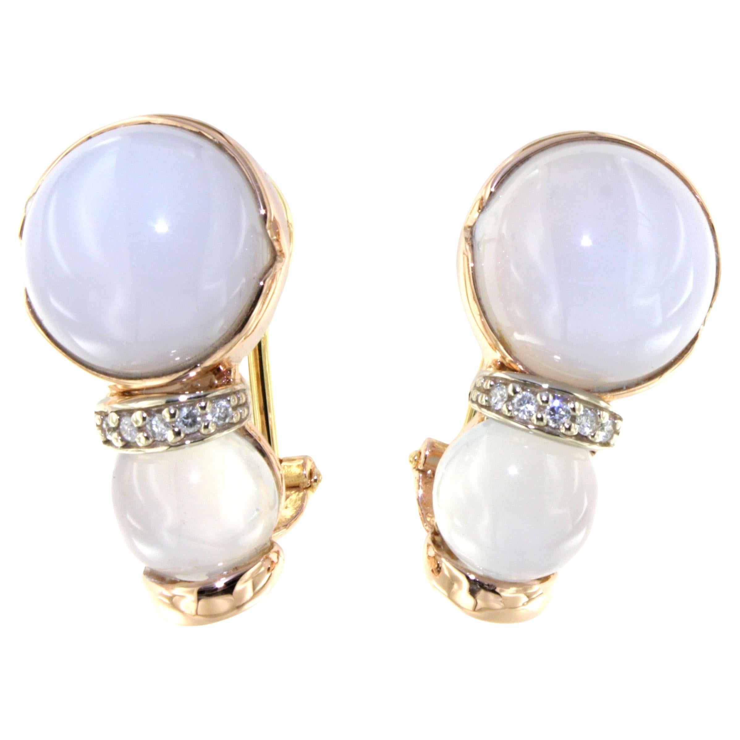 18Kt Yellow Rose White Gold Natural Stones  Diamonds Fashion Modern  Earrings