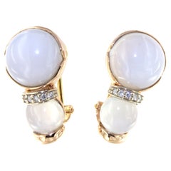 18Kt Gelb Rose Weißgold Natürliche Steine  Diamanten Mode Modernität  Ohrringe
