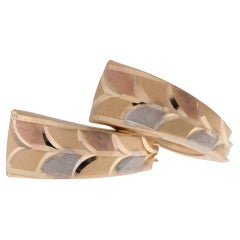 18kt Yellow, White and Rose Gold French Earrings