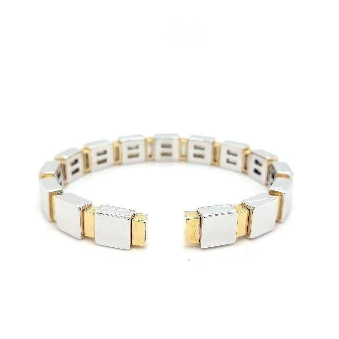 Bracelet à fermoir en or jaune et blanc 18 carats avec diamants de 1,6 carat Neuf - En vente à Antwerp, BE