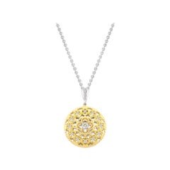 18Kt Yellow & White* Gold Diamond ''Vitrail'' Victorian Style Pendant with Chain