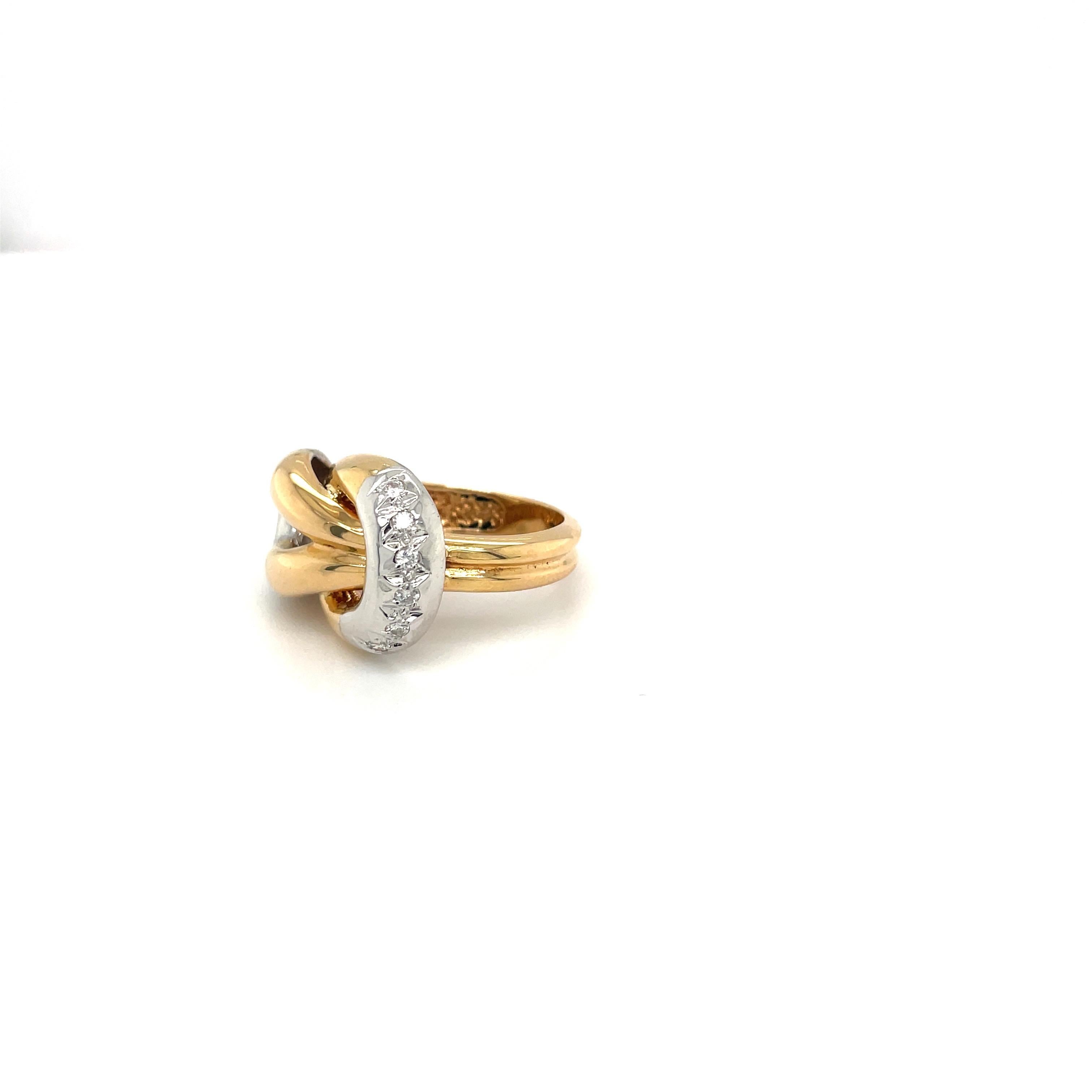 Women's or Men's 18kt Yellow & White Gold Knot Ring with .23ct. Diamonds For Sale