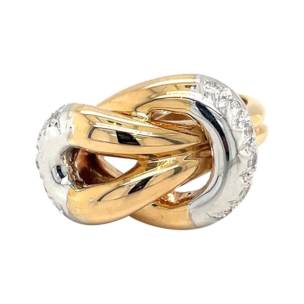18kt Yellow & White Gold Knot Ring with .23ct. Diamonds For Sale