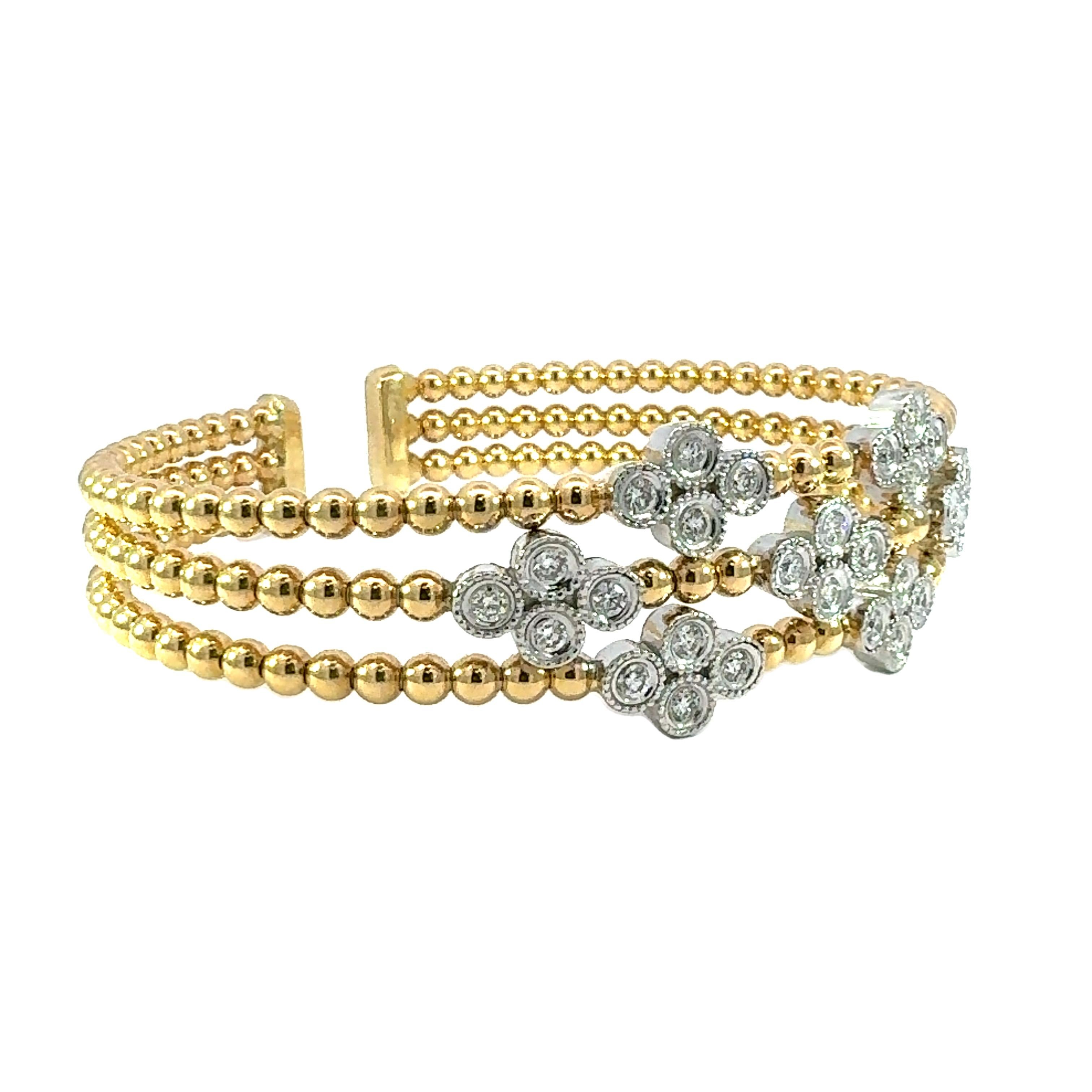 Round Cut 18kt YG 1.00ct natural diamond bangle