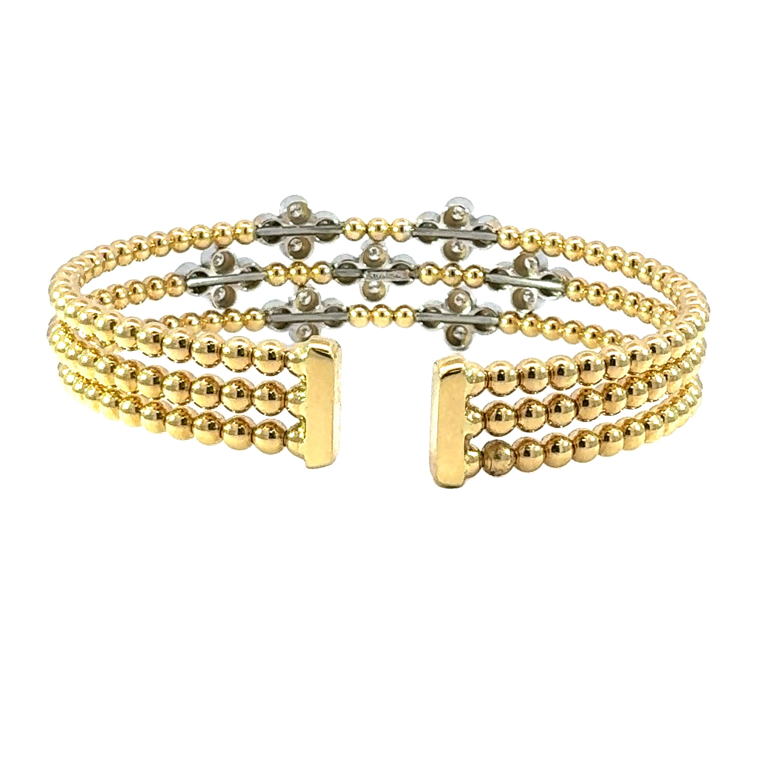 18kt YG 1.00ct natural diamond bangle In New Condition In New York, NY