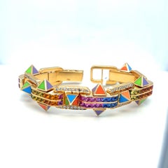 Bracciale 18KT YG 2,76 carati di diamanti 16,27 carati di zaffiri multicolori e smalto