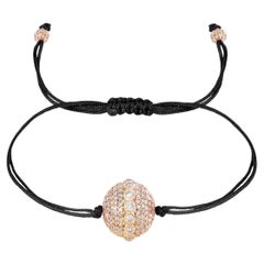 18kt YG, big diamond encrusted orb string bracelet