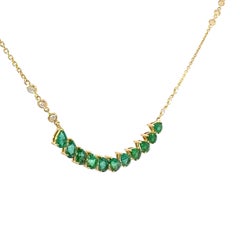 18Kt YG Emerald and Diamond necklace