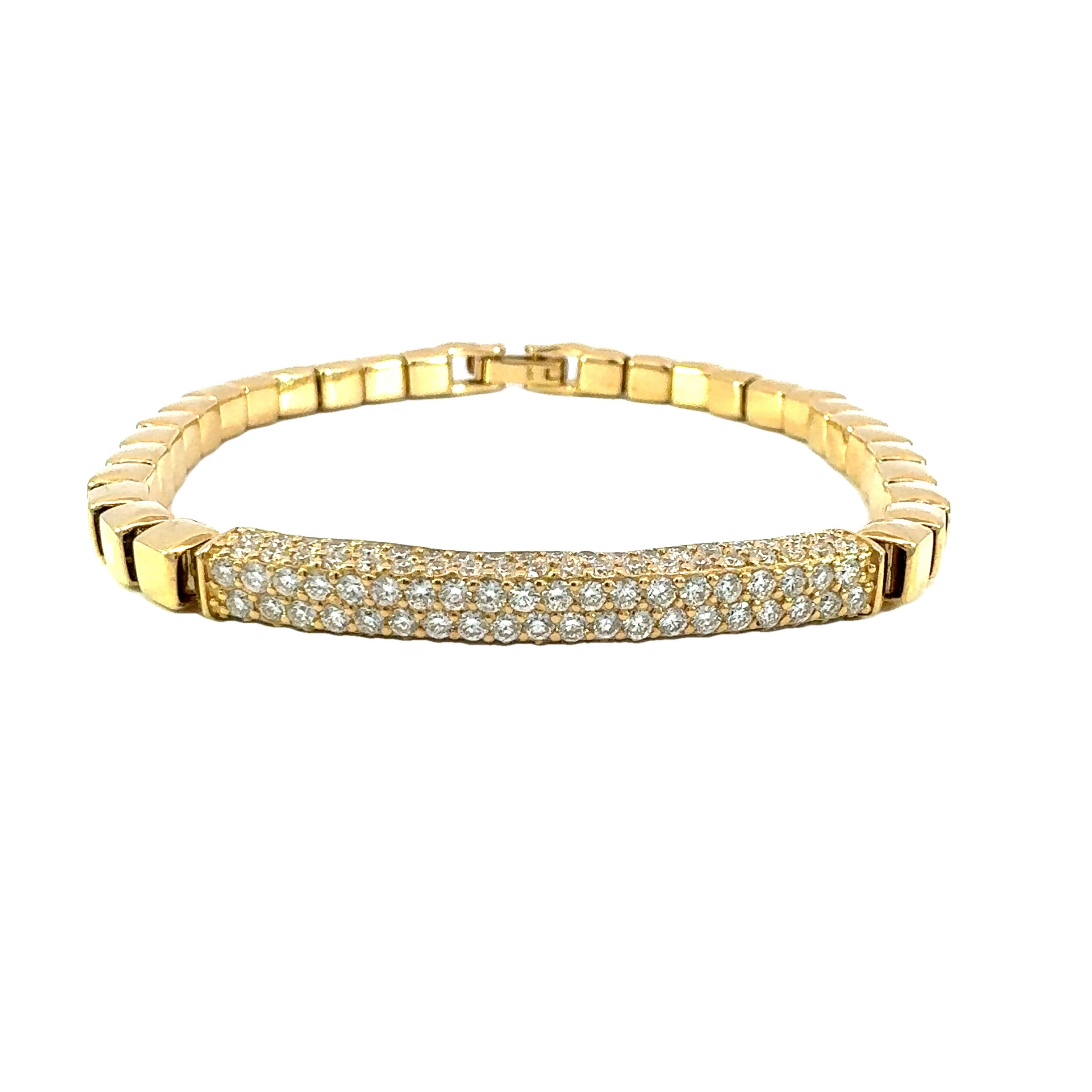 Bracciale a barre con diamanti in oro massiccio 18Kt YG In condizioni Nuovo in vendita a New York, NY