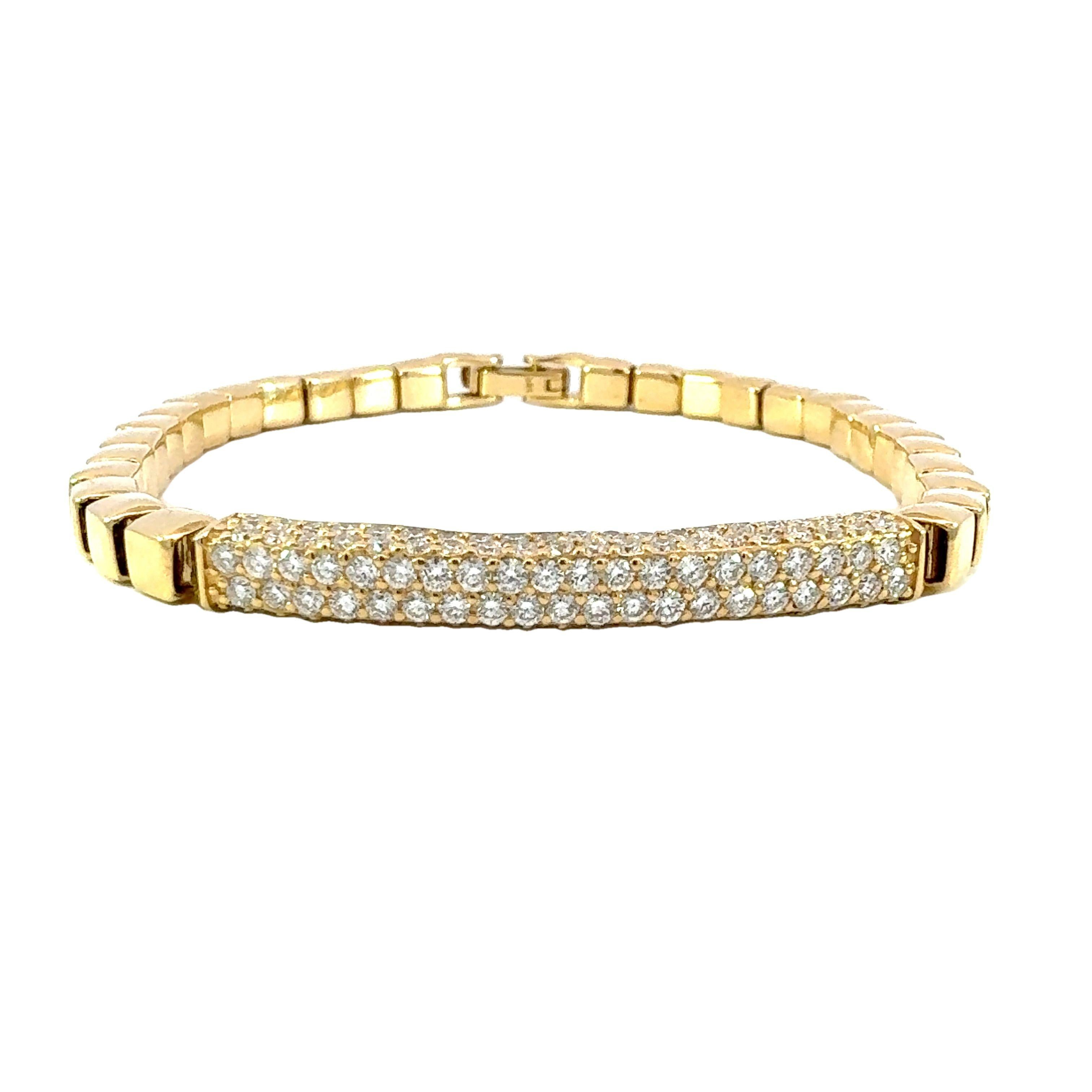 Donna Bracciale a barre con diamanti in oro massiccio 18Kt YG in vendita