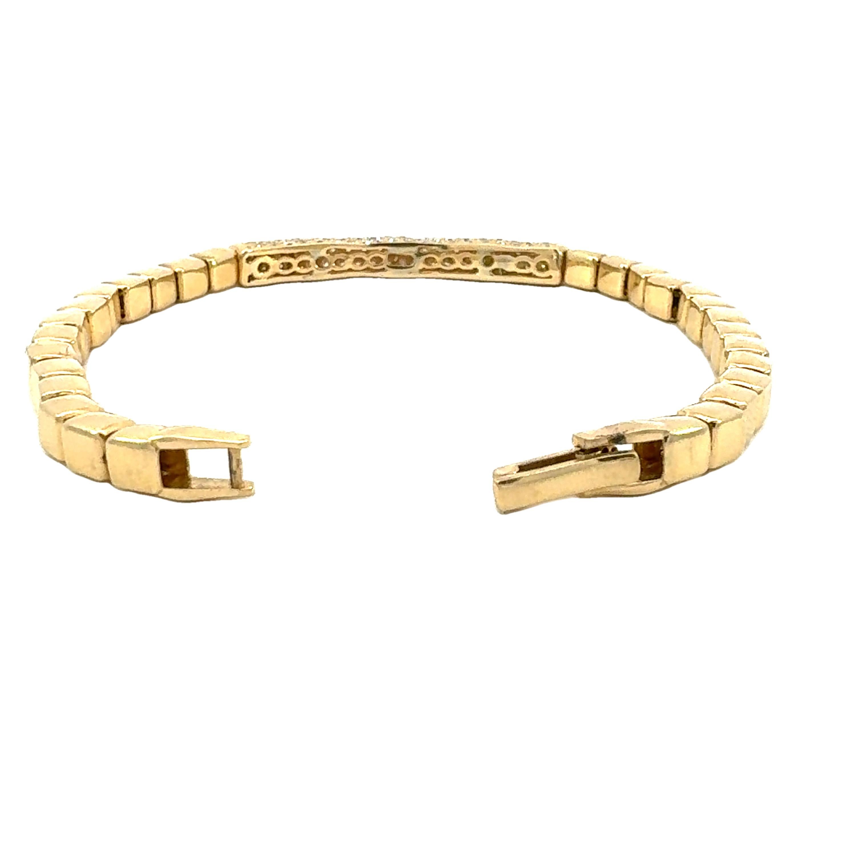 Bracciale a barre con diamanti in oro massiccio 18Kt YG in vendita 2