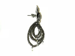 18kt  Gold Yin and Yang Rosecut Pearshape Diamond Earrings with Diamond Beads