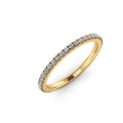 18 Karat Thin Yellow Gold Diamonds Pavé Stackable Band Ring