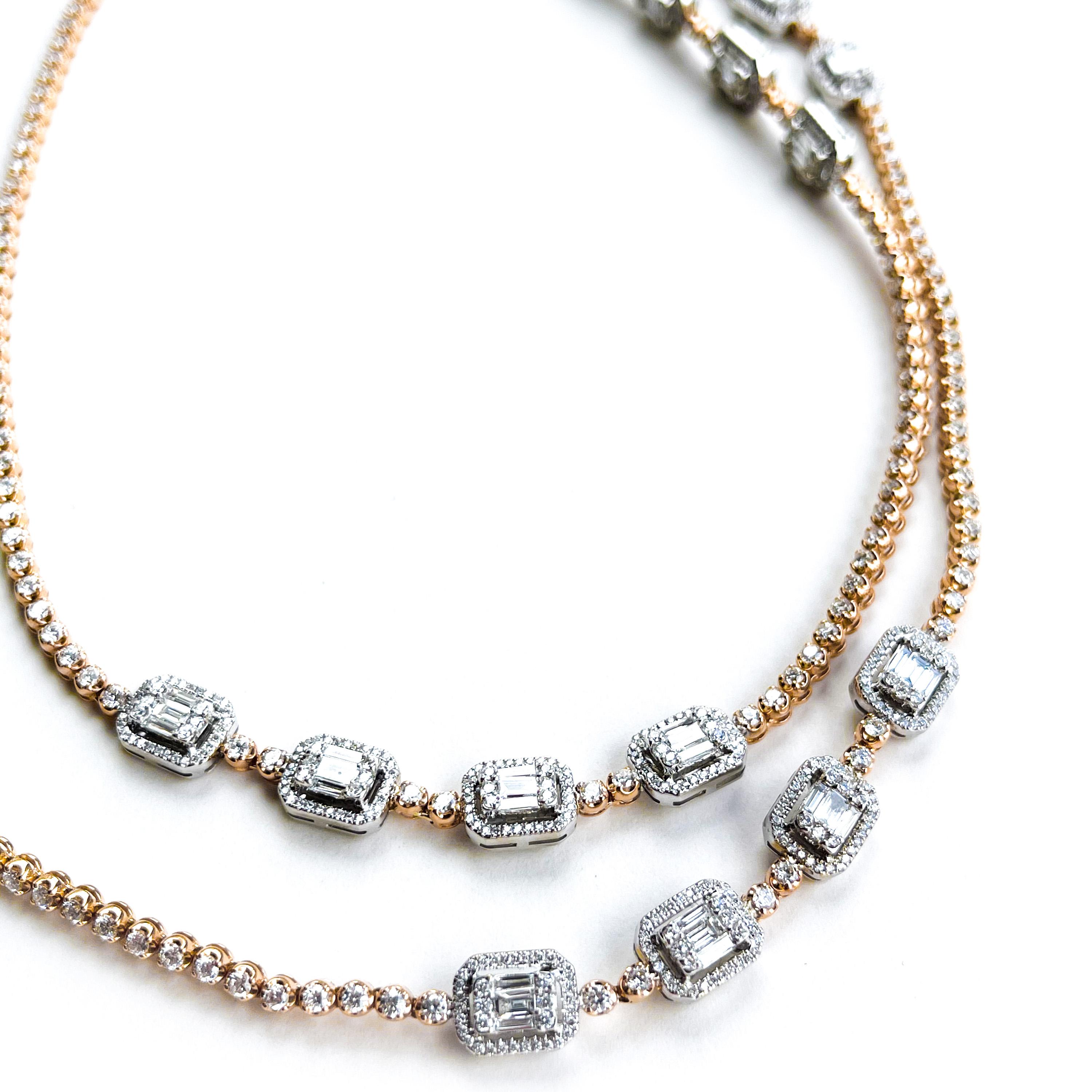 Women's or Men's 18KTT D-9.93 G-H SI1-SI2 Natural Diamond Necklace For Sale