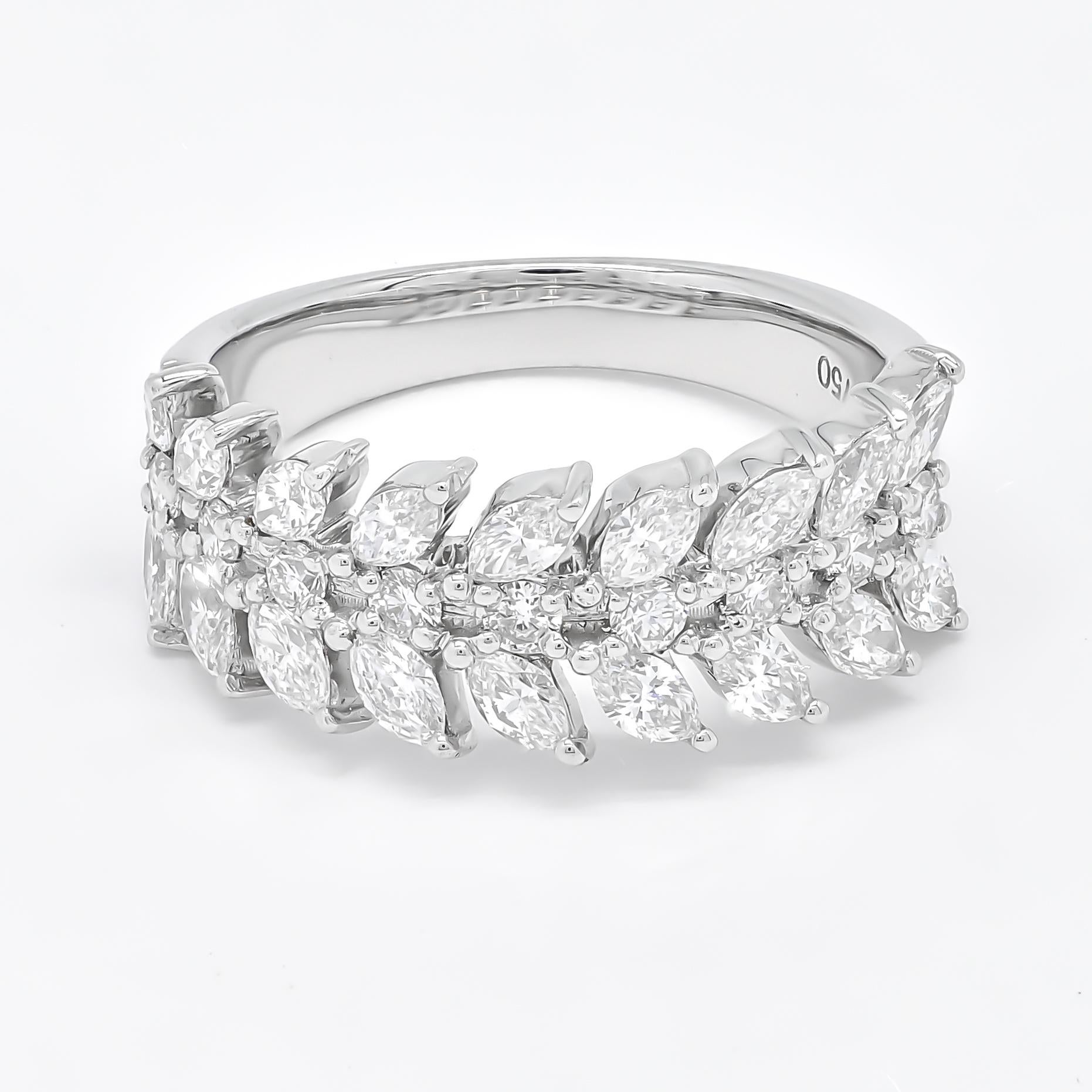 Halb-Eternity-Ring, 18 Karat Gold, natürliche Diamanten, Marquise-Ring im Zustand „Neu“ im Angebot in Antwerpen, BE