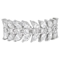18KTW Gold Natural Diamonds Marquise Round Prong Half Eternity Anniversary Band