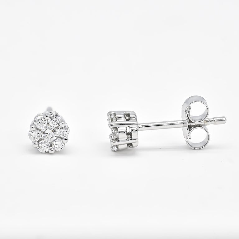 Boucles D'oreilles En Or Blanc 18K Avec Diamants Naturels - 2.14 G, Neuf Avec étiquettes