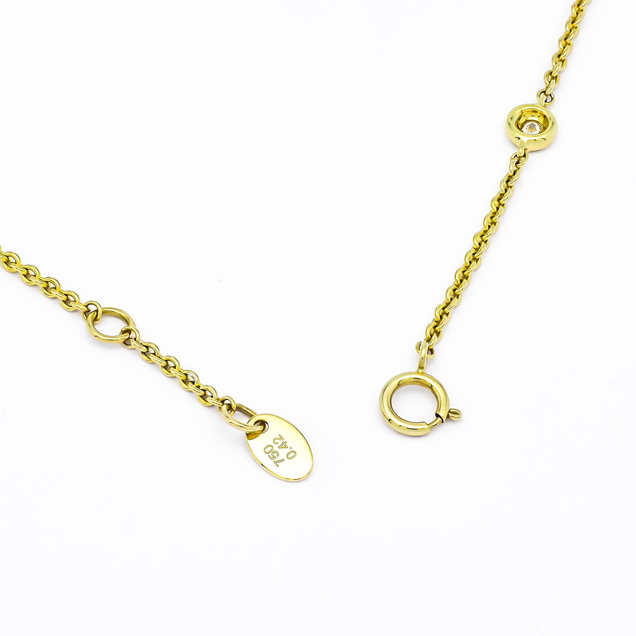 Taille ronde  Chaîne collier en or blanc 18 carats avec diamants naturels 0,35 carat en vente