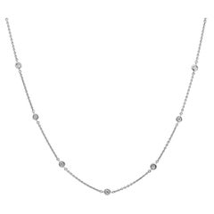  Natural Diamond Chain Necklace 0.35 cts 18 Karat White Gold Chain Necklace