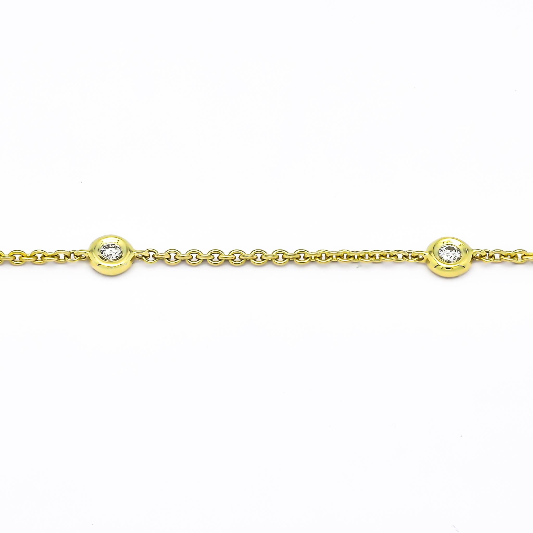 Round Cut Natural Diamond Chain Necklace 0.35cts 18 Karat Yellow Gold Chain Necklace For Sale