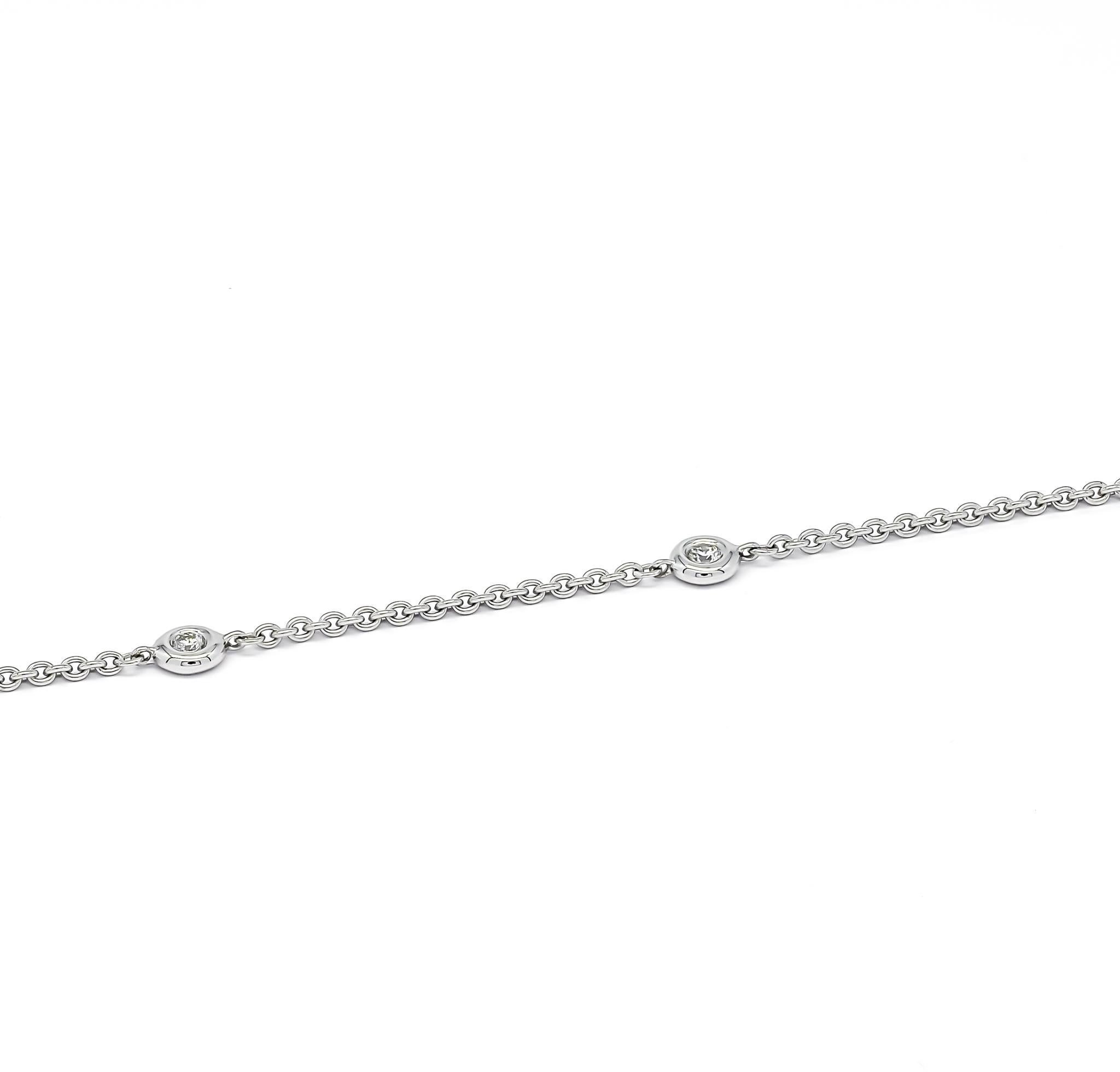 Natural Diamond Chain Necklace 0.35cts 18 Karat Yellow Gold Chain Necklace For Sale 2