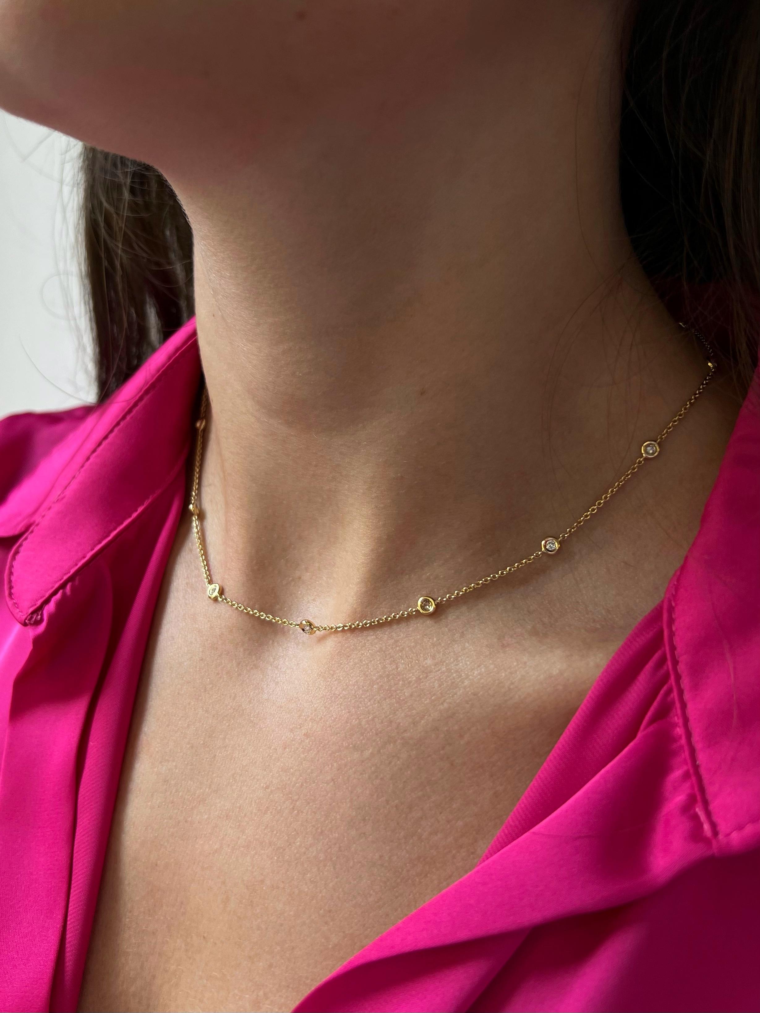 Natürliche Diamantkette Halskette 0,35 Karat 18 Karat Gelbgold Kette Halskette im Angebot 1