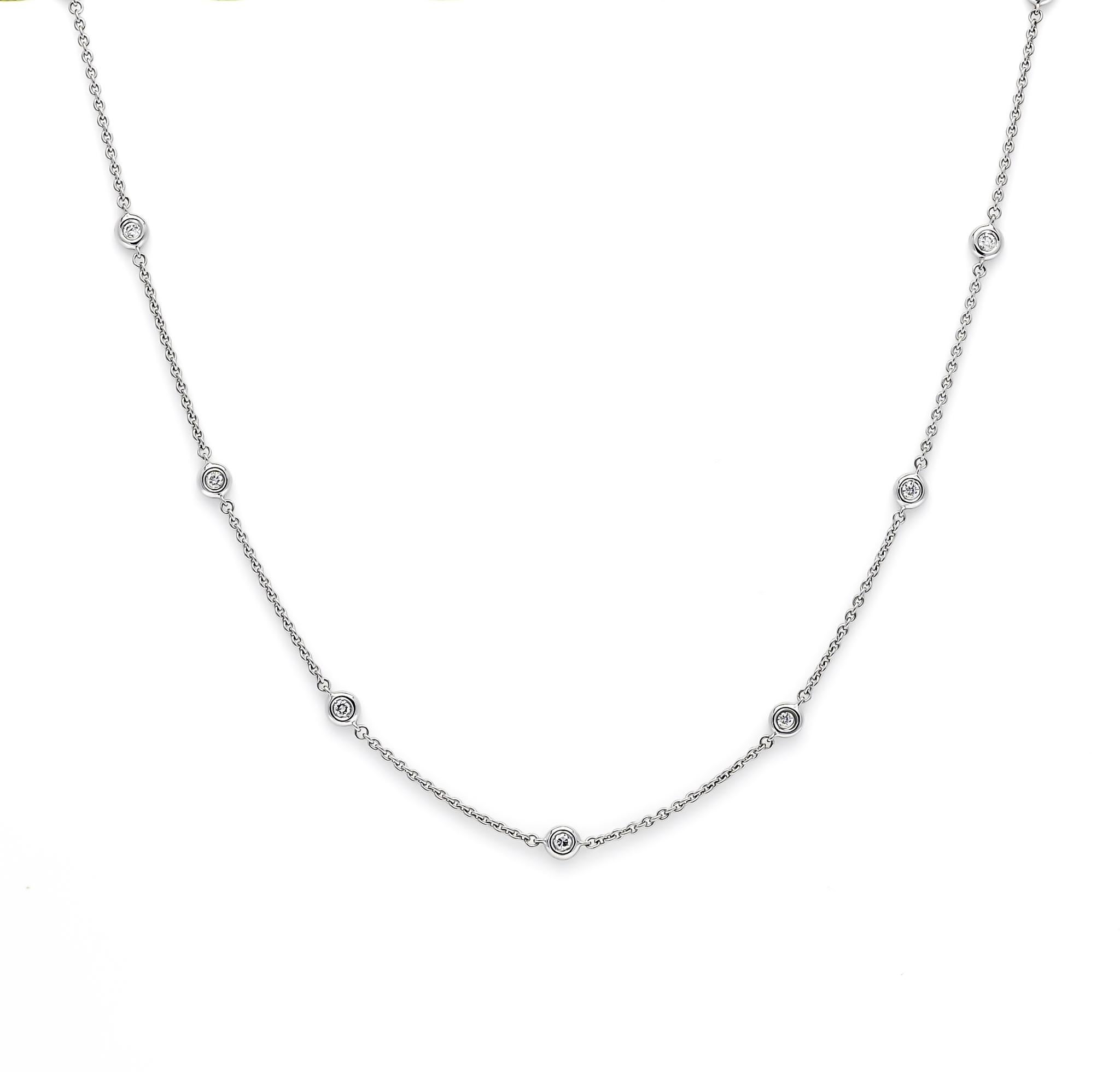 Natural Diamond Chain Necklace 0.35cts 18 Karat Yellow Gold Chain Necklace For Sale 3