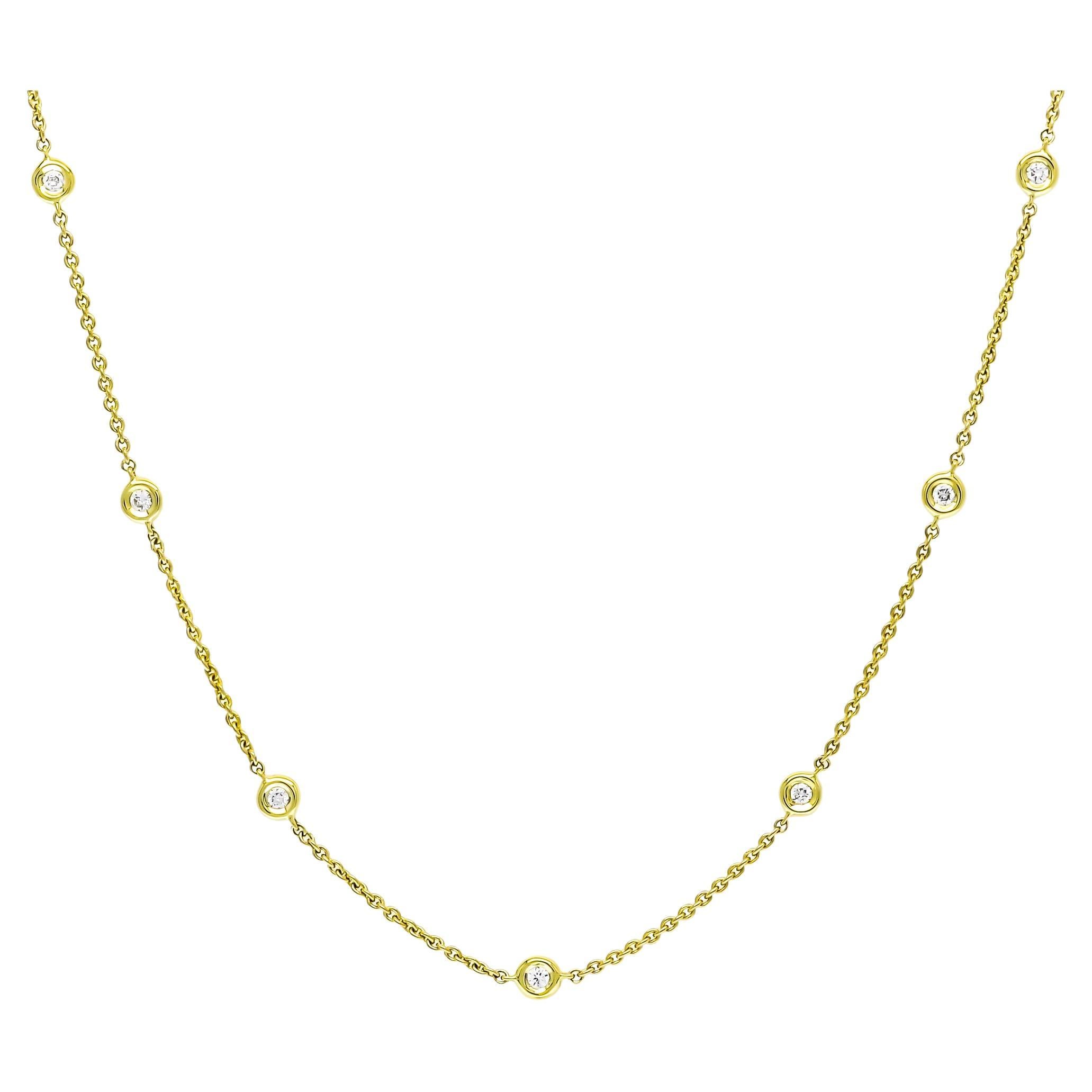 Natural Diamond Chain Necklace 0.35cts 18 Karat Yellow Gold Chain Necklace