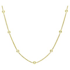 Natural Diamond Chain Necklace 0.35cts 18 Karat Yellow Gold Chain Necklace