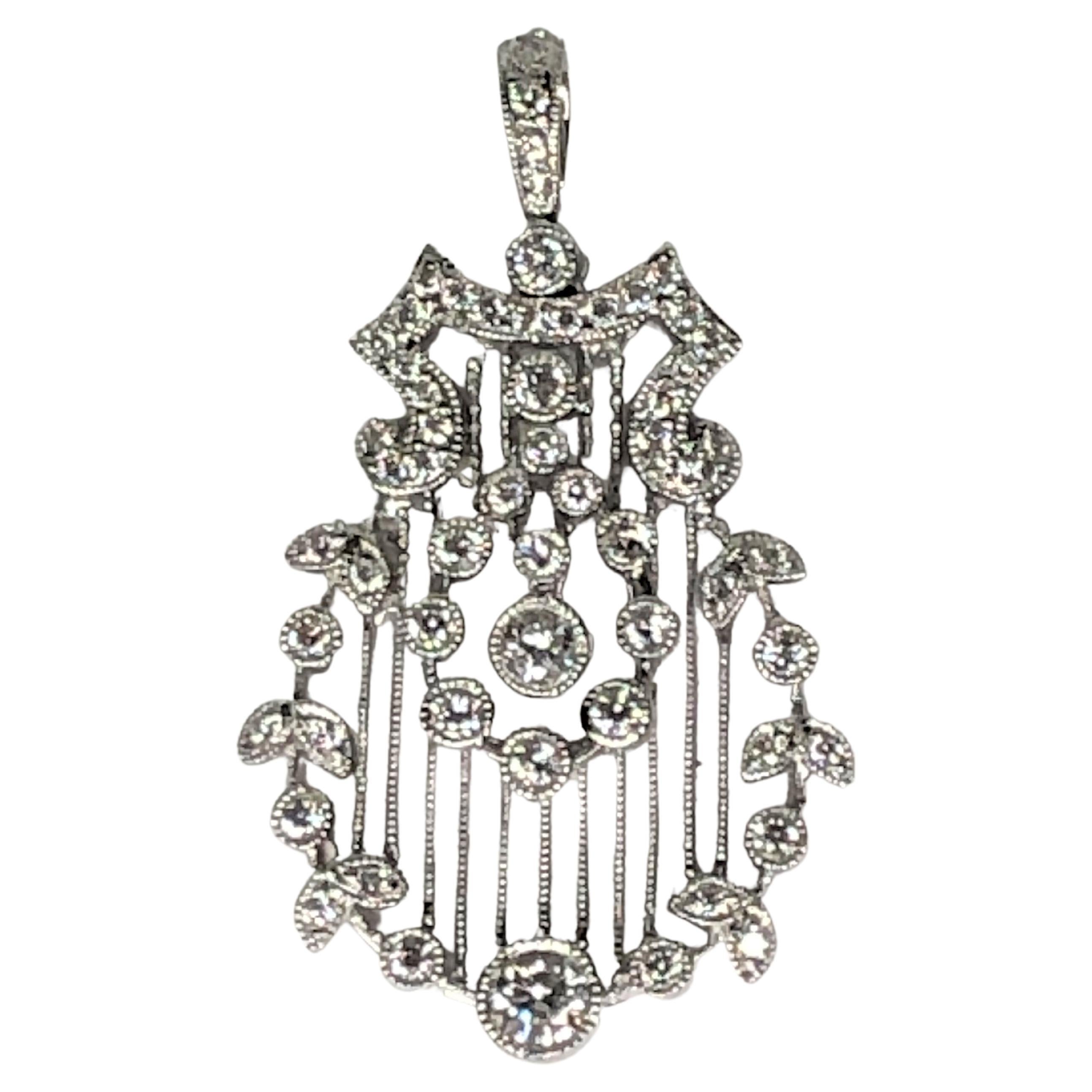 18KW Diamond "Harp" Pendant For Sale