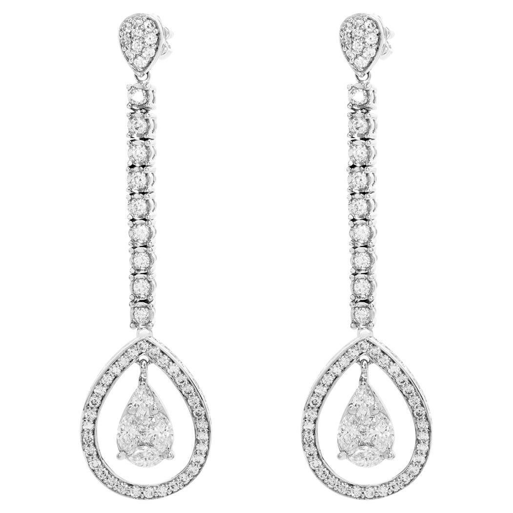 18KW Diamond Long Luxury and Unique Earring Drops all Natural