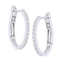 18KW Diamond Small Hoop Classic Earrings