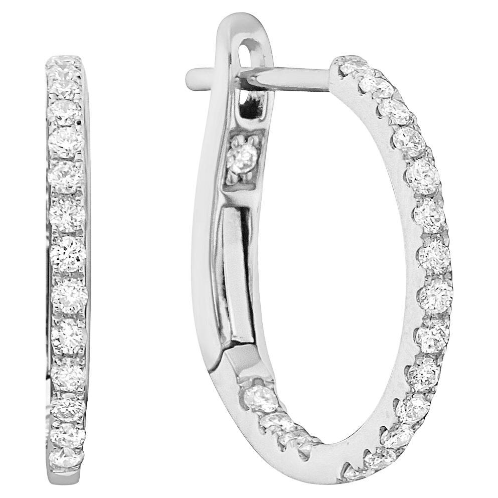 18KW Diamond Small Hoop Classic Earrings