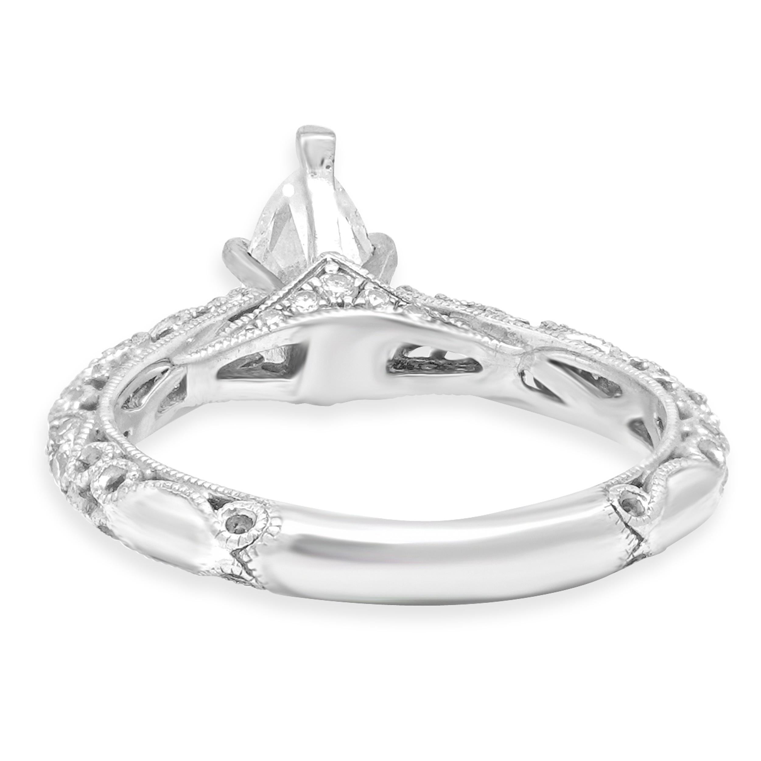 18KW Birnenförmiger filagraner Diamant-Verlobungsring (Tropfenschliff) im Angebot