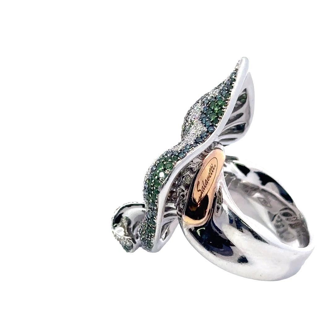 Contemporary 18KW Salavetti 2000s Diamond Gem Set Ring For Sale