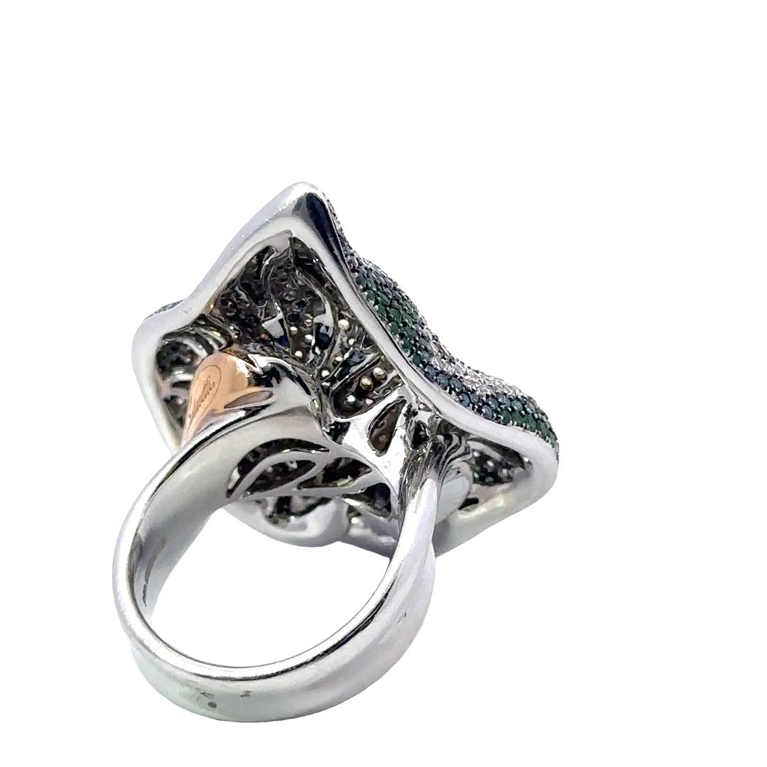 Round Cut 18KW Salavetti 2000s Diamond Gem Set Ring For Sale