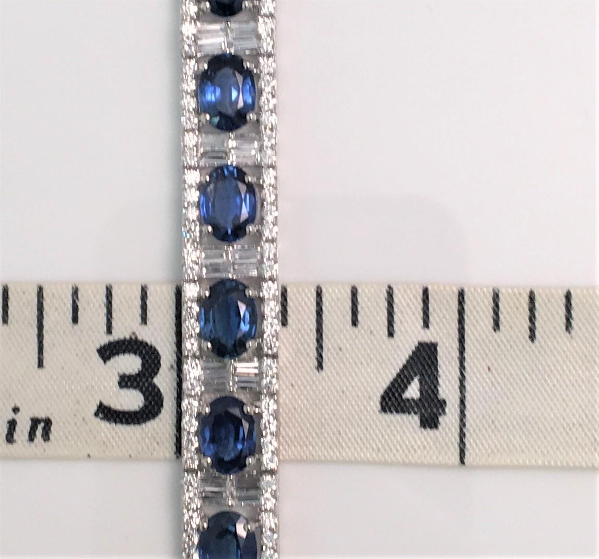 Certified Blue Sapphire Diamond 18K Bracelet In Excellent Condition In Cincinnati, OH
