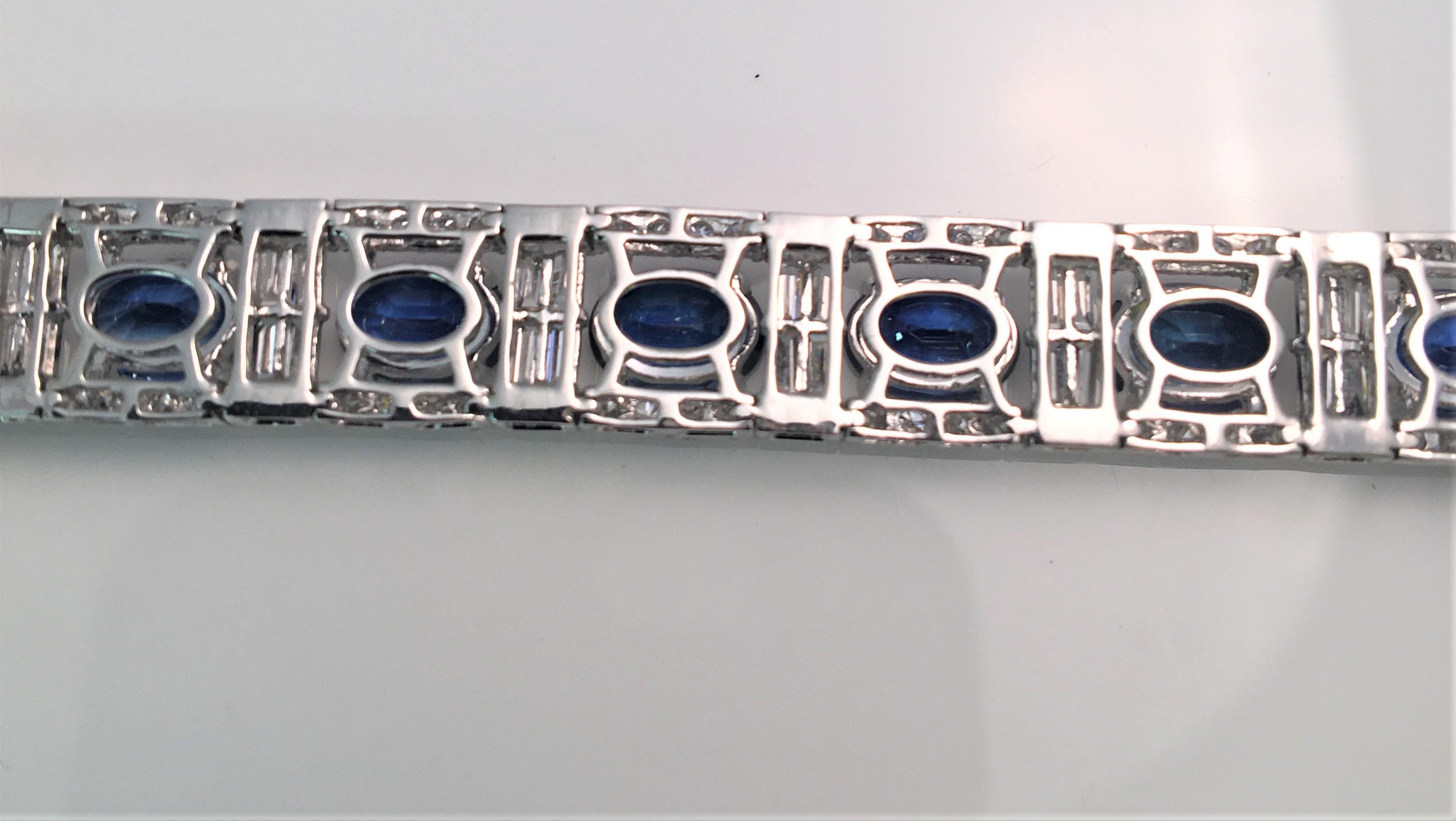 Women's or Men's Certified Blue Sapphire Diamond 18K Bracelet