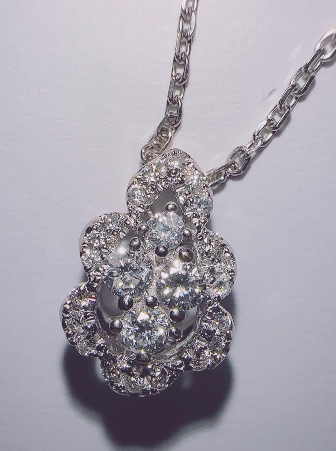Contemporary 18KW  Small Natural Diamond Pendant For Sale