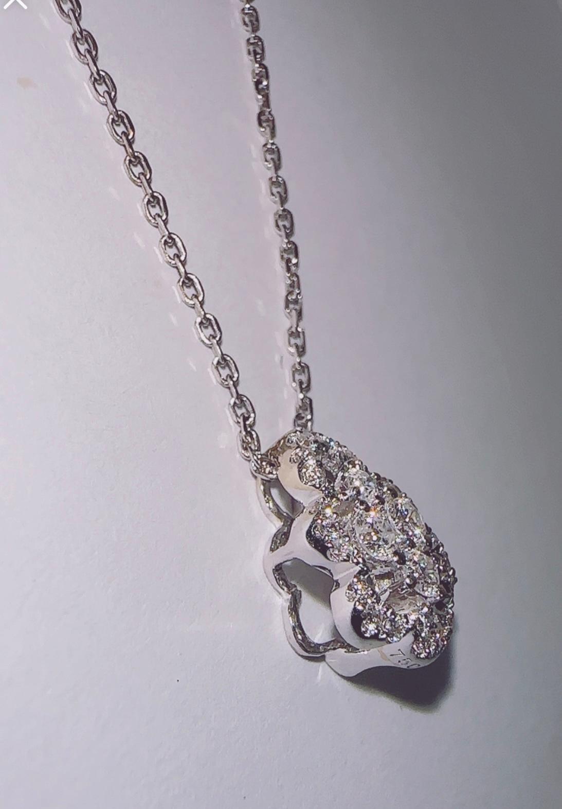 18KW  Small Natural Diamond Pendant In New Condition For Sale In Miami, FL