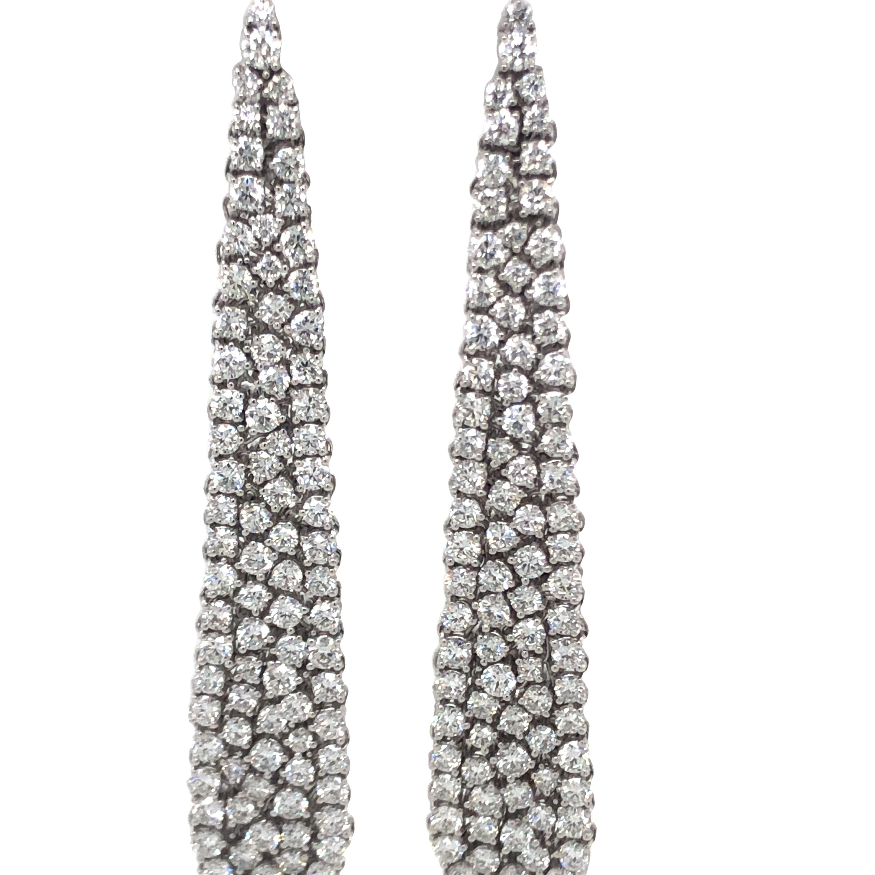 Women's 18KWG 7.50 CTS Diamond Dangle Earrings For Sale