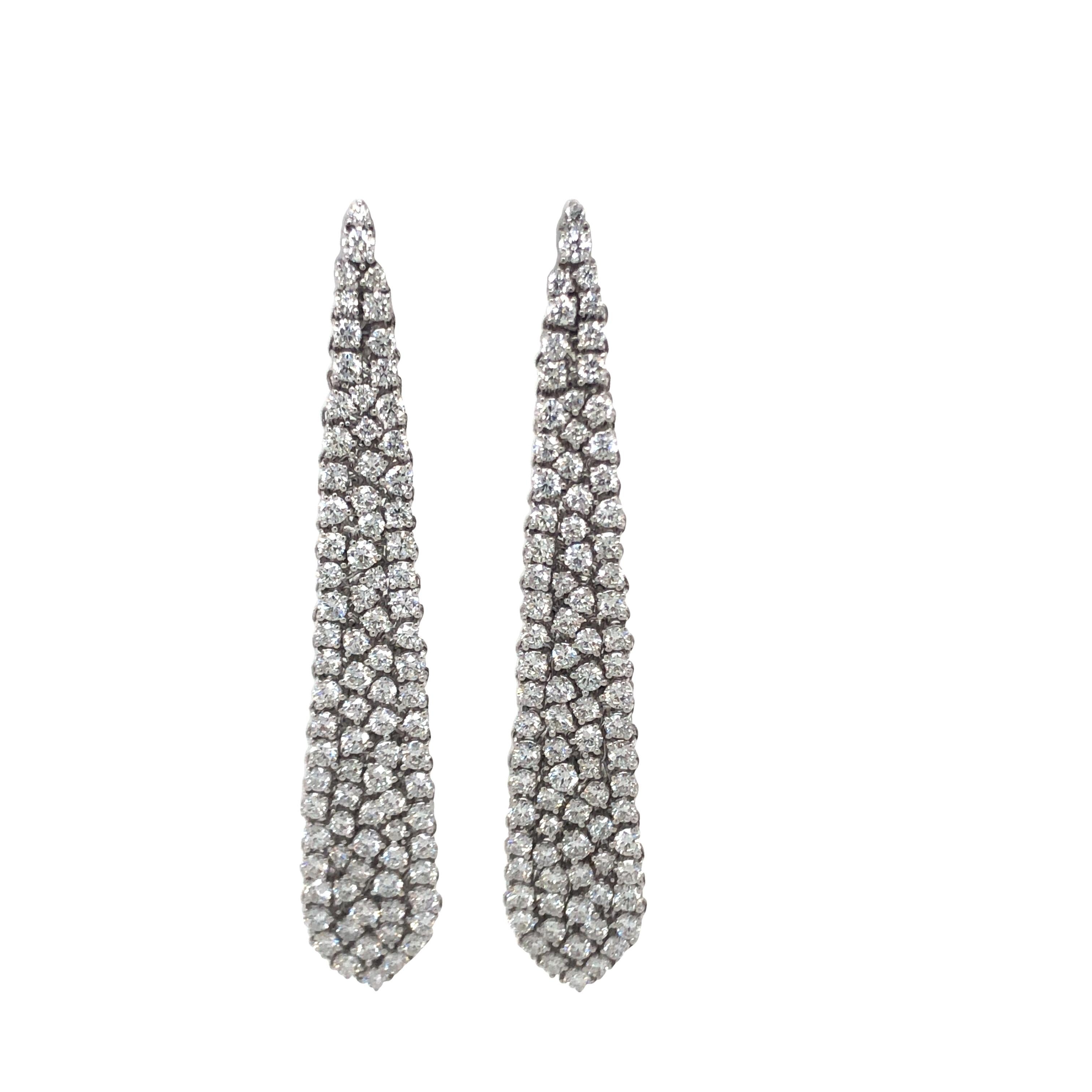 18KWG 7.50 CTS Diamond Dangle Earrings For Sale 1