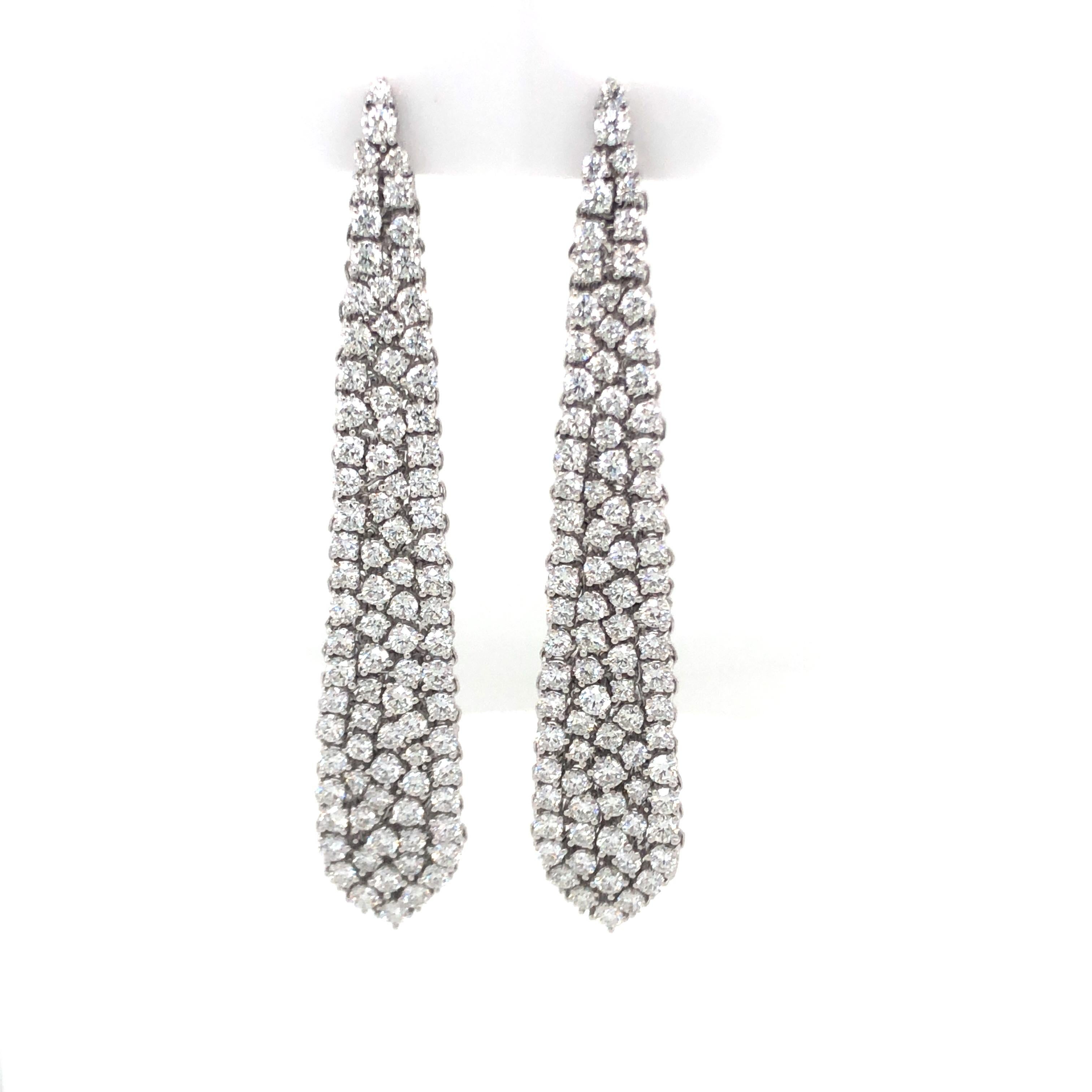 18KWG 7.50 CTS Diamond Dangle Earrings For Sale 2