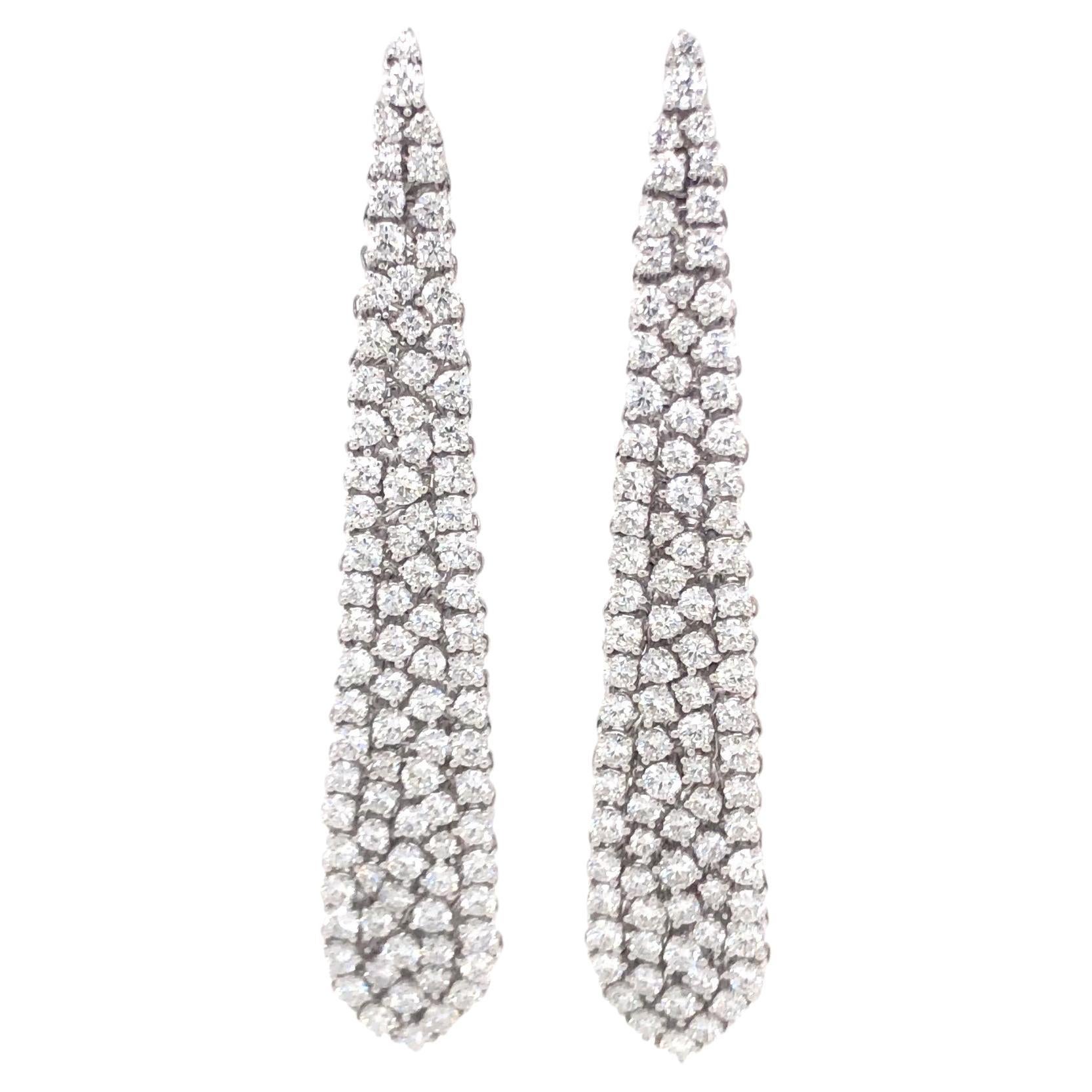 18KWG 7.50 CTS Diamond Dangle Earrings For Sale